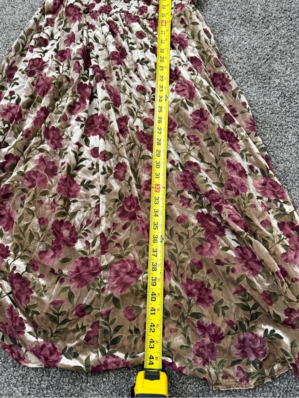 Torrid Gold and Pink Velvet Floral Puff-Sleeve Midi Dress - Picture 5 of 10